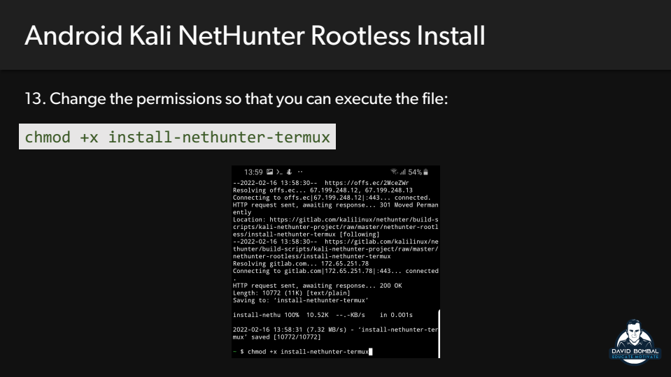 Changing file permissions for execution